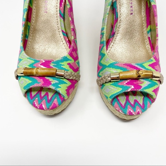 Elaine Turner Harper Batik Print Wedge Sandals 8 - Picture 4 of 8